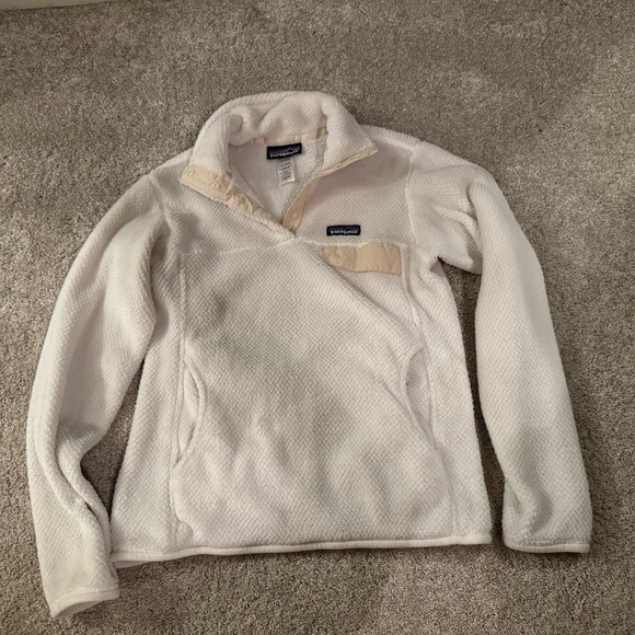 Patagonia Re-Tool Snap-T Fleece Pullover Natural Tan Pocket Women’s S - Picture 2 of 5